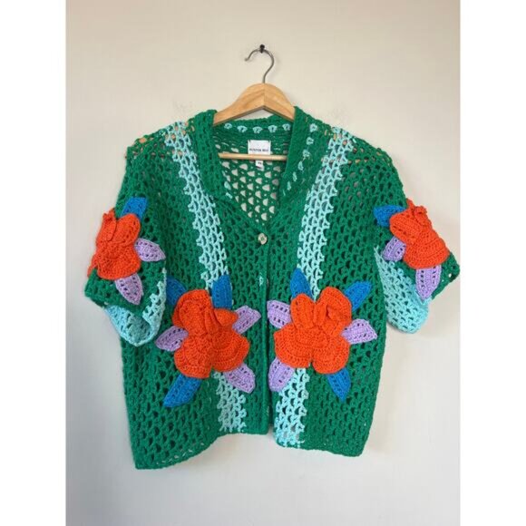 NEW Hunter Bell Short Sleeve Cropped Top Stewart Sweater Green Size: Extra Small - Picture 2 of 7